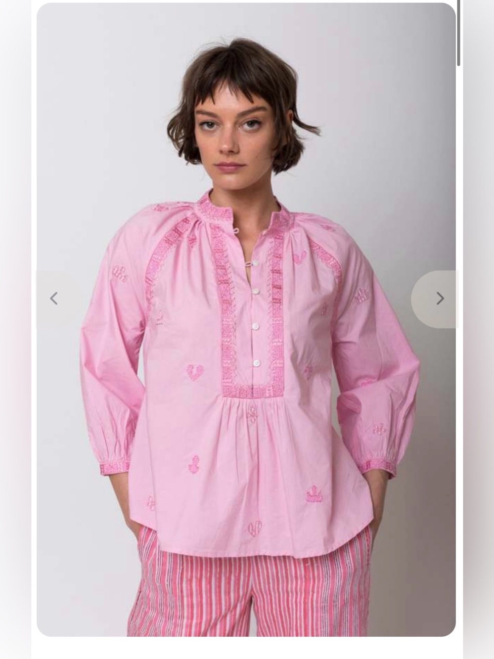 V. De. Vinster pink patchwork embroidered blouse size Large